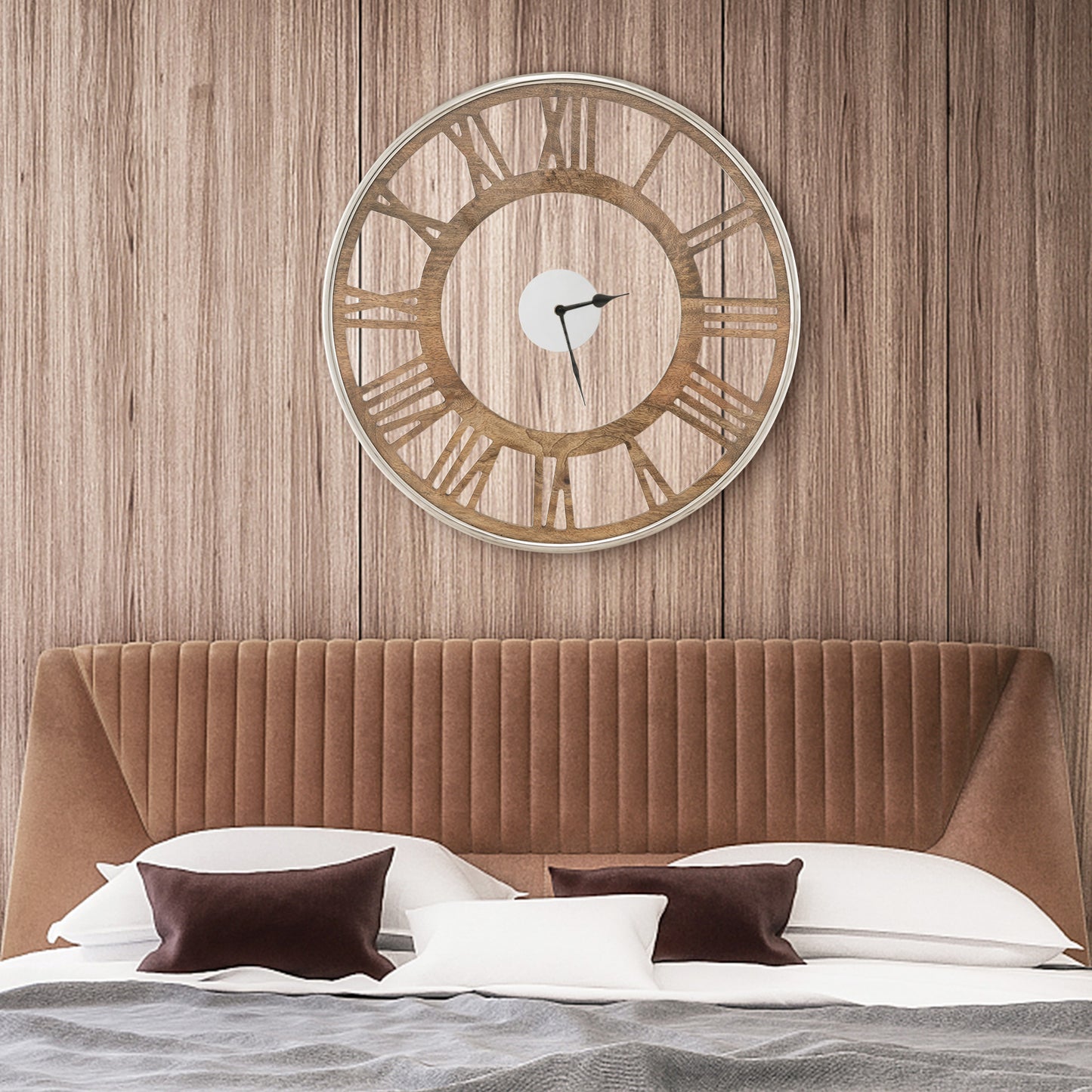 16 / 20 Inch Silent Wall Clock with Classic Frame and Classic Roman Number-16 Inch, Natural Decorative Accessories at Gallery Canada