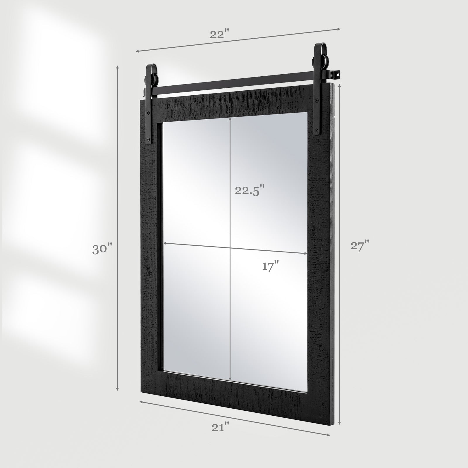 30 x 22 Inch Wall Mount Mirror with Wood Frame, Black Wall Mirrors at Gallery Canada