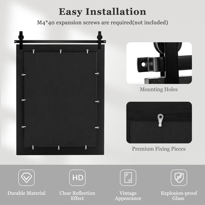 30 x 22 Inch Wall Mount Mirror with Wood Frame, Black Wall Mirrors at Gallery Canada