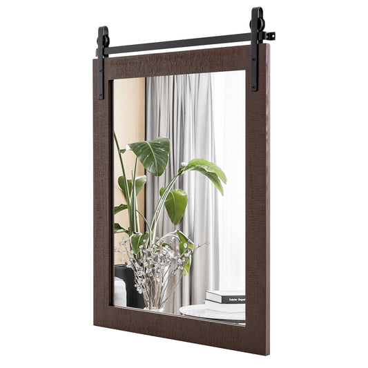 30 x 22 Inch Wall Mirror, Wood Frame, Walnut Wall Mirrors Walnut at Gallery Canada