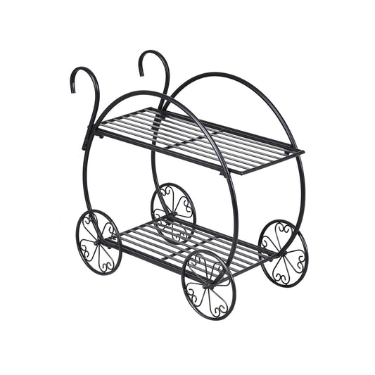 Heavy Duty Metal Flower Cart Plant Stand, Black at Gallery Canada