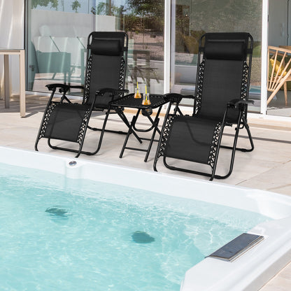 3-Piece Folding Zero Gravity Recliner Set, Black Patio Conversation Sets at Gallery Canada