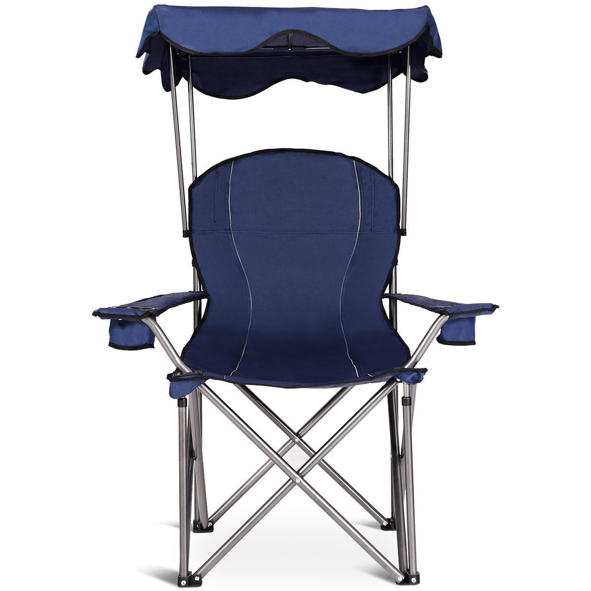Portable Folding Beach Canopy Chair with Cup Holders, Blue Camping Furniture at Gallery Canada