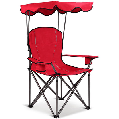 Portable Folding Beach Canopy Chair with Cup Holders, Red Camping Furniture at Gallery Canada