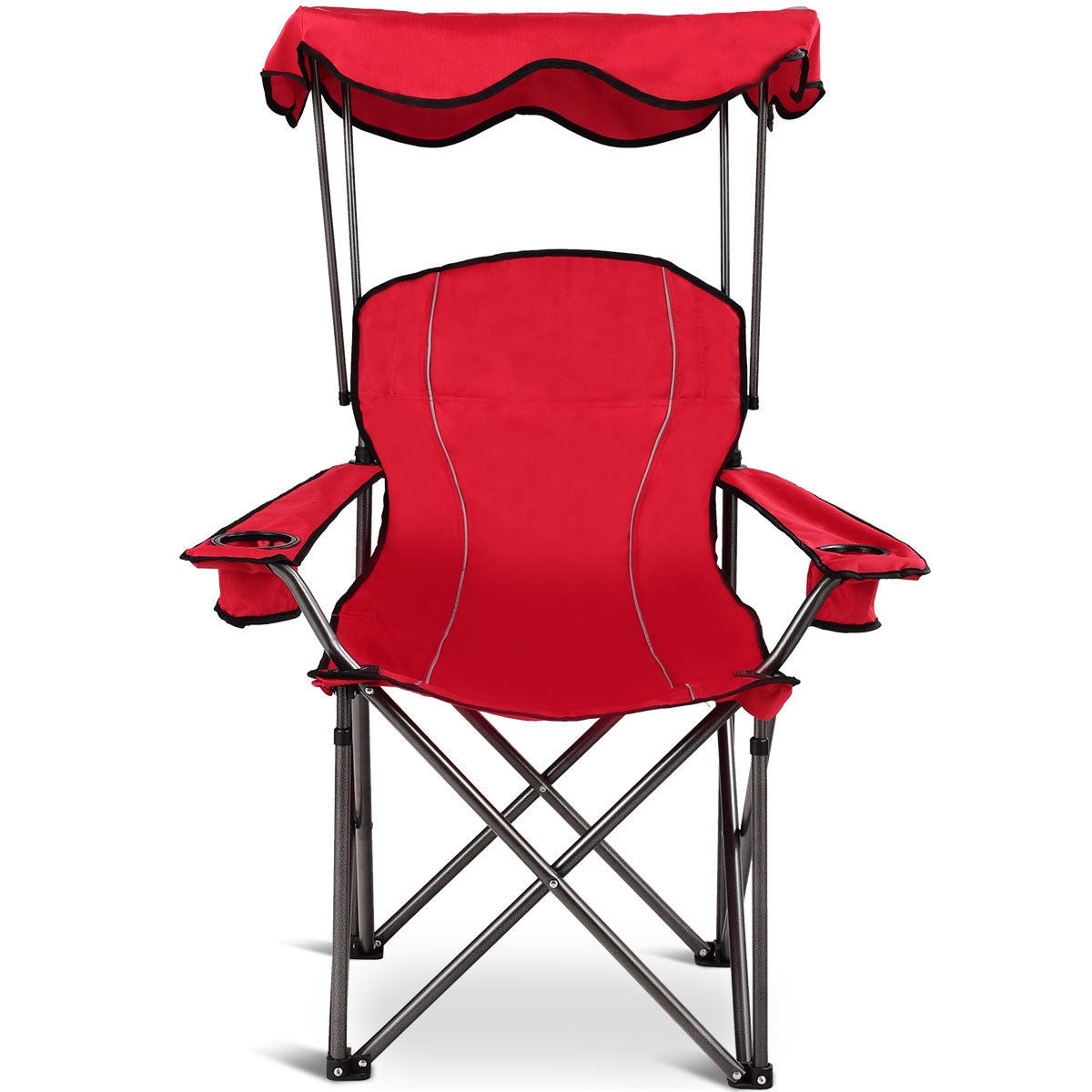 Portable Folding Beach Canopy Chair with Cup Holders, Red Camping Furniture at Gallery Canada