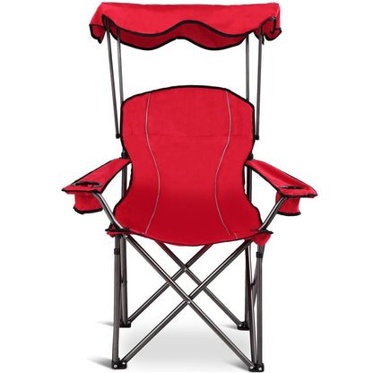 Portable Folding Beach Canopy Chair with Cup Holders, Red Camping Furniture at Gallery Canada
