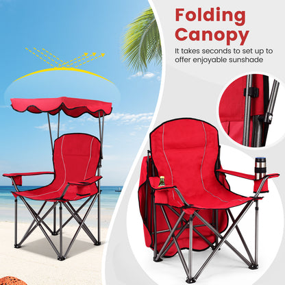 Portable Folding Beach Canopy Chair with Cup Holders, Red Camping Furniture at Gallery Canada
