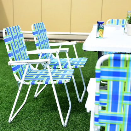 6 Pieces Folding Beach Chair Camping Lawn Webbing Chair, Blue Beach & Lawn Chairs at Gallery Canada
