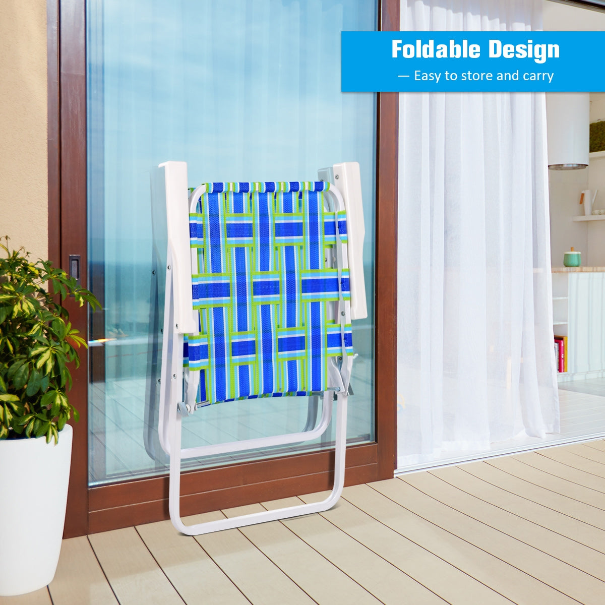 6 Pieces Folding Beach Chair Camping Lawn Webbing Chair, Blue Beach & Lawn Chairs at Gallery Canada