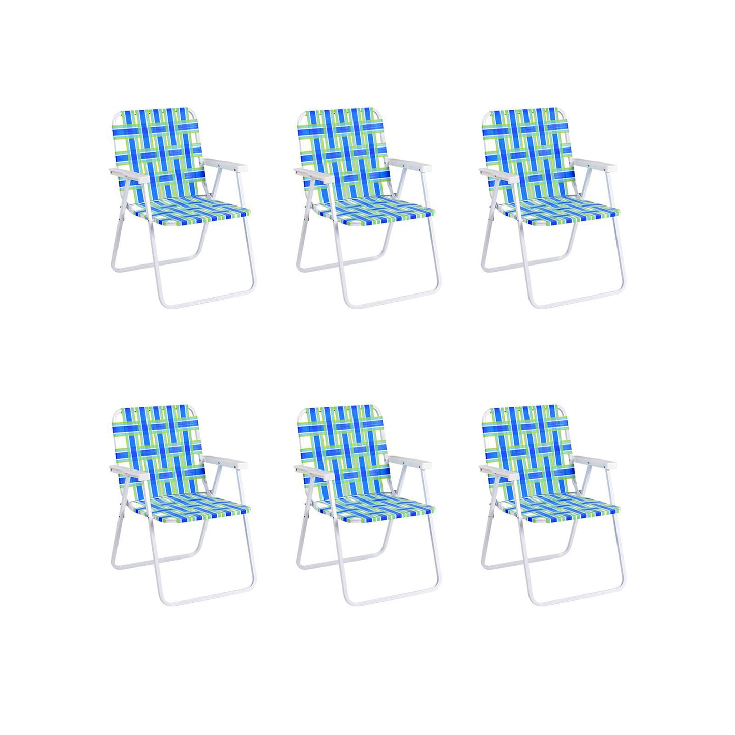 6 Pieces Folding Beach Chair Camping Lawn Webbing Chair, Blue Beach & Lawn Chairs at Gallery Canada