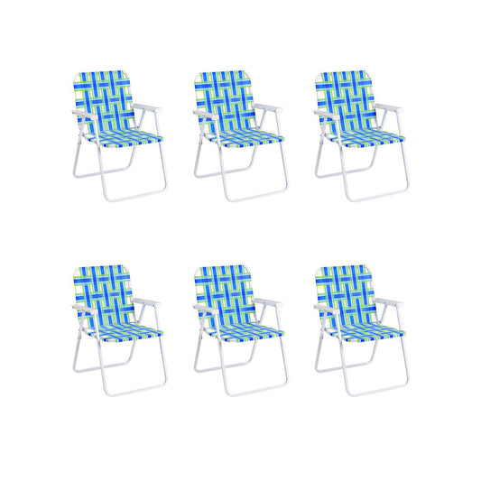 6 Pieces Folding Beach Chair Camping Lawn Webbing Chair, Blue