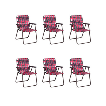 6 Pieces Folding Beach Chair Camping Lawn Webbing Chair, Red Beach & Lawn Chairs Red at Gallery Canada
