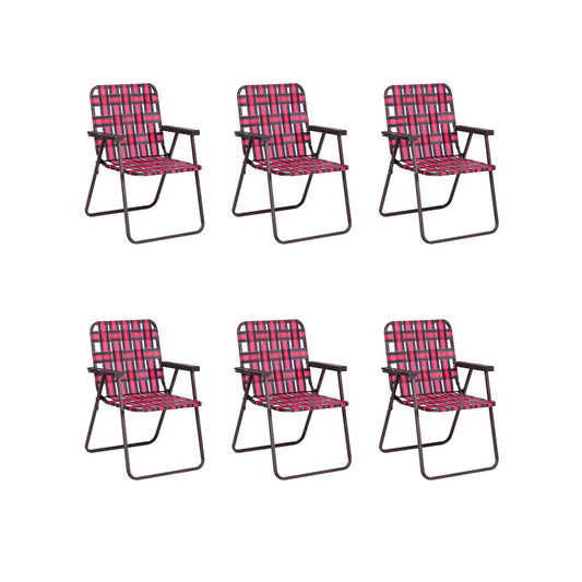 Folding Beach Chair, Camping Lawn Webbing Chair, 6 Pieces, Red Beach & Lawn Chairs Red at Gallery Canada