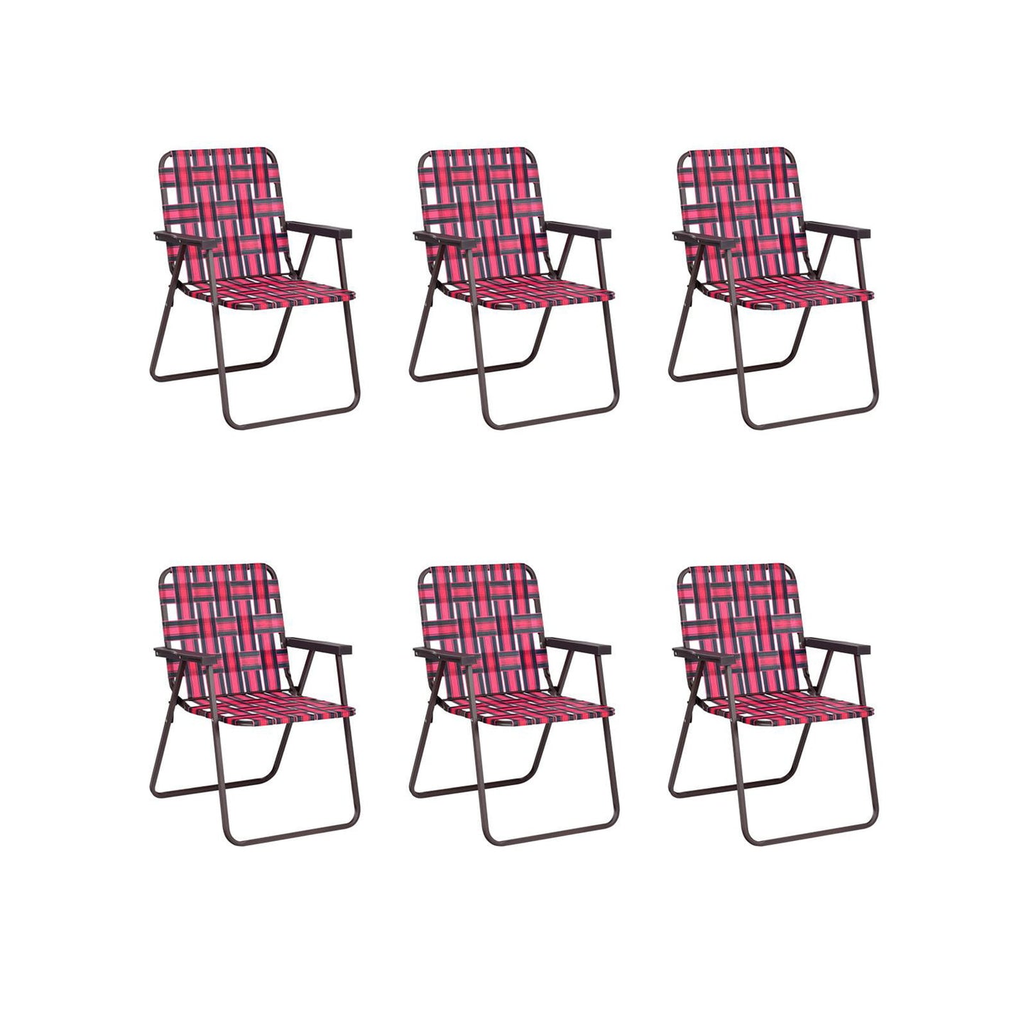 Folding Beach Chair, Camping Lawn Webbing Chair, 6 Pieces, Red Beach & Lawn Chairs at Gallery Canada