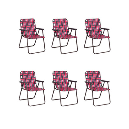 Folding Beach Chair, Camping Lawn Webbing Chair, 6 Pieces, Red Beach & Lawn Chairs at Gallery Canada
