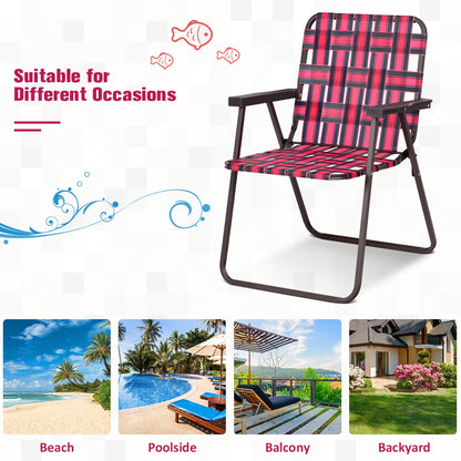6 Pieces Folding Beach Chair Camping Lawn Webbing Chair, Red Beach & Lawn Chairs at Gallery Canada