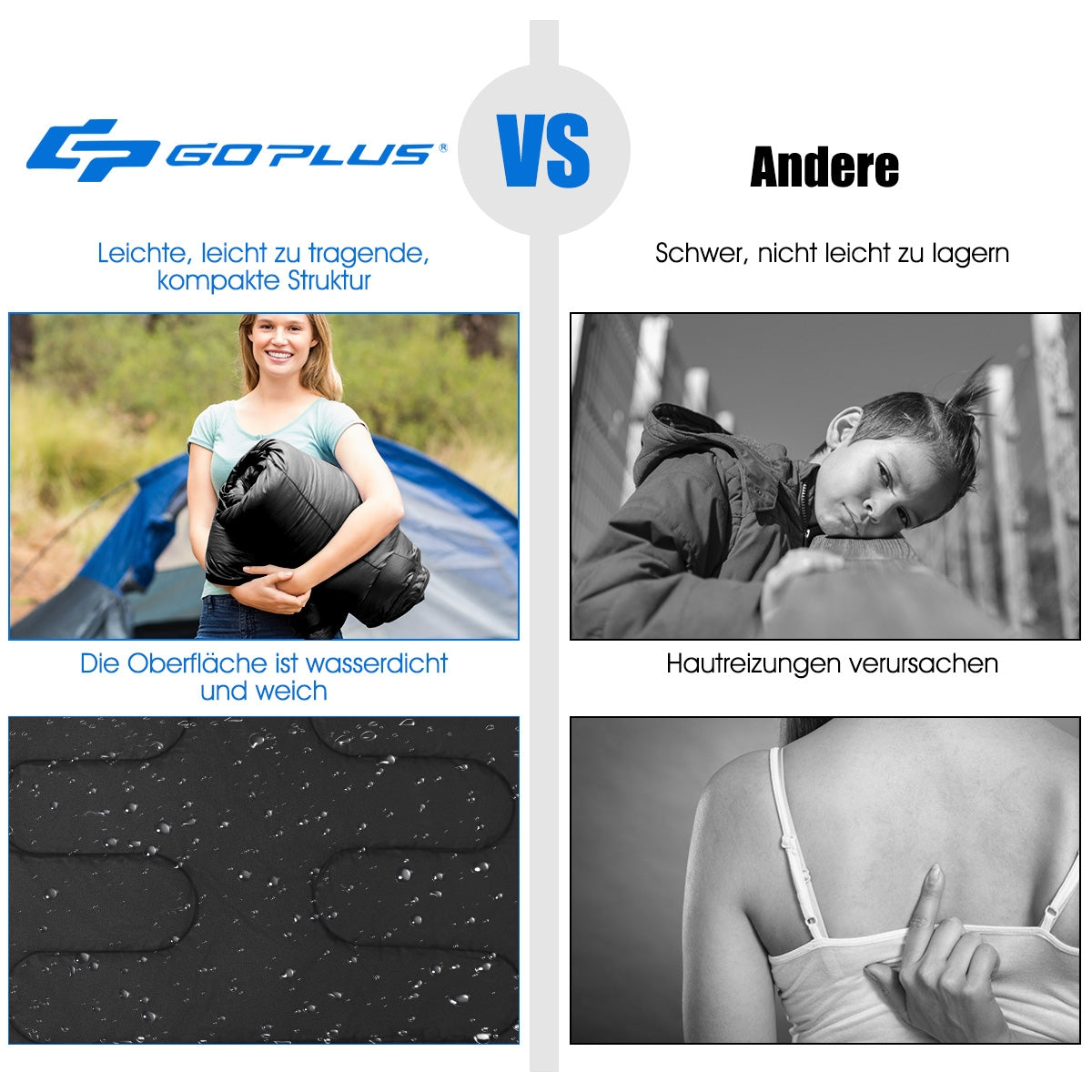 2 Person Waterproof Sleeping Bag with 2 Pillows, Black Air Mattresses & Sleeping Bags at Gallery Canada