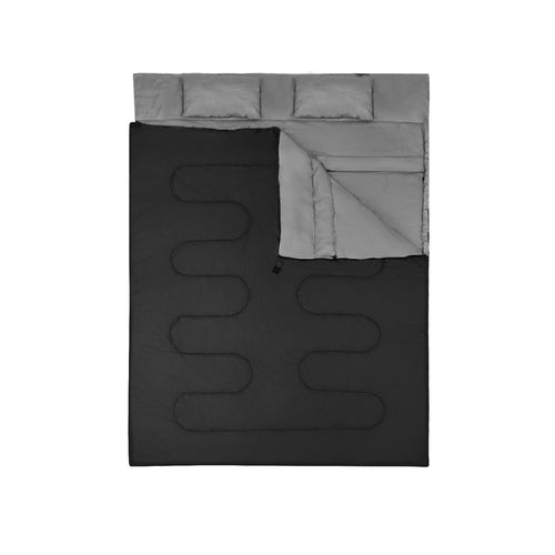 2 Person Waterproof Sleeping Bag with 2 Pillows, Black