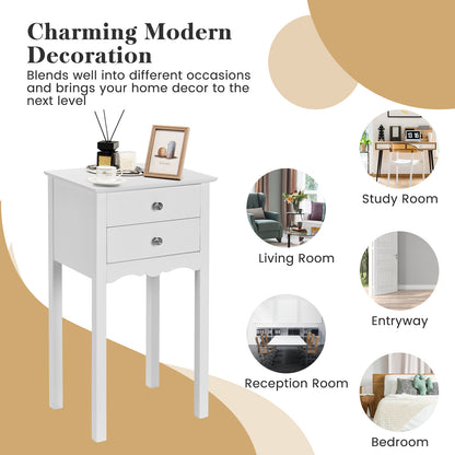 Vintage Side End Table with 2 Storage Drawers, White End & Side Tables at Gallery Canada