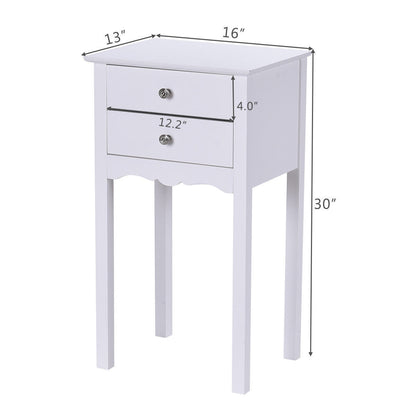 Vintage Side End Table with 2 Storage Drawers, White End & Side Tables at Gallery Canada
