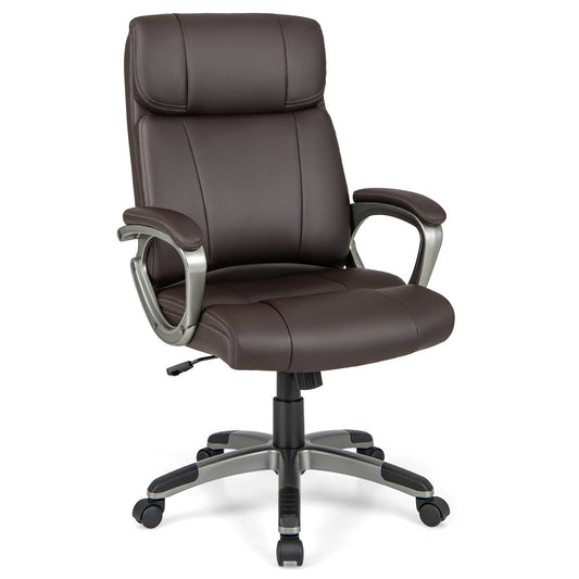 Swivel Ergonomic Office Chair Computer Desk Chair with Wheels, Brown - Gallery Canada