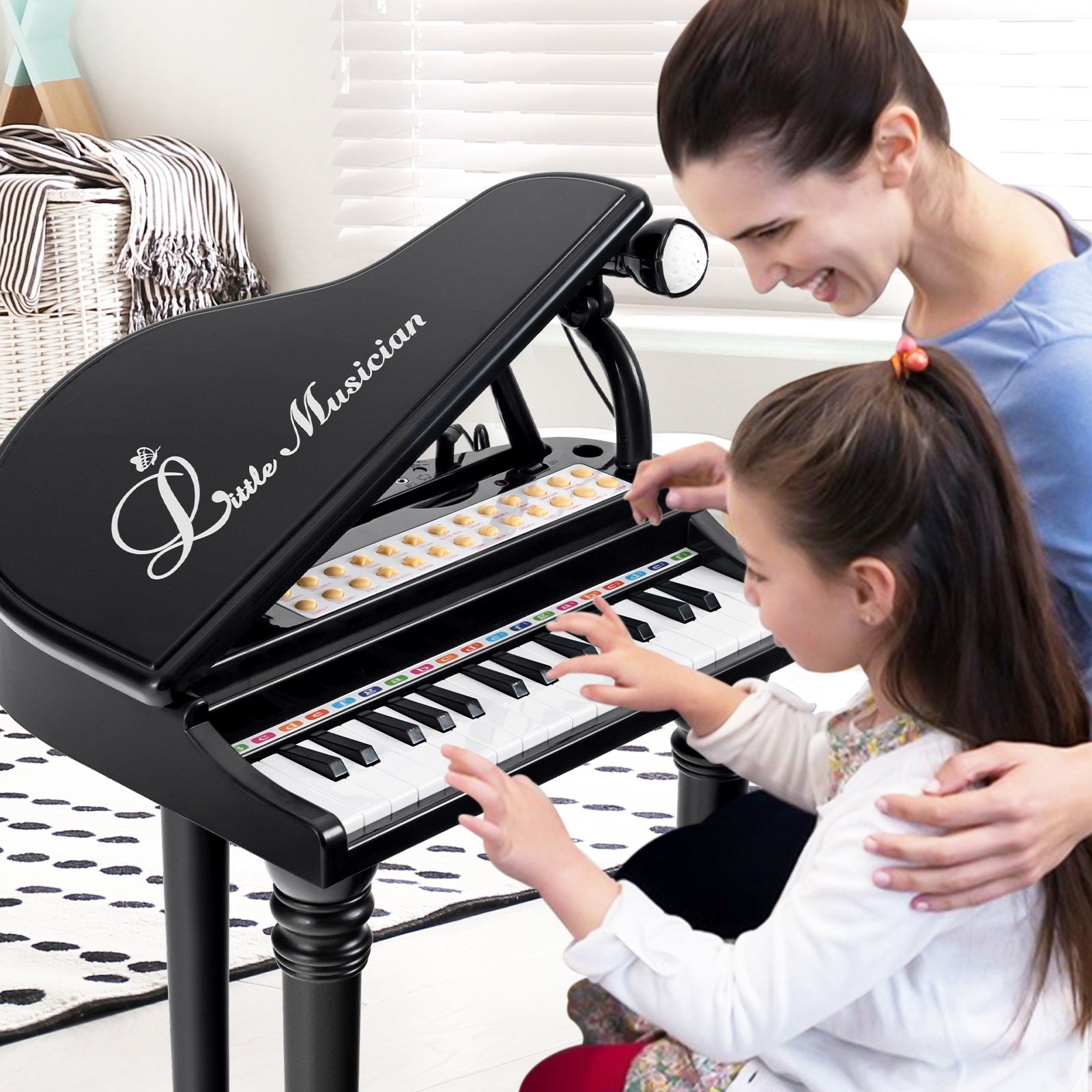 31 Keys Kids Piano Keyboard with Stool and Piano Lid, Black Pianos & Keyboards at Gallery Canada