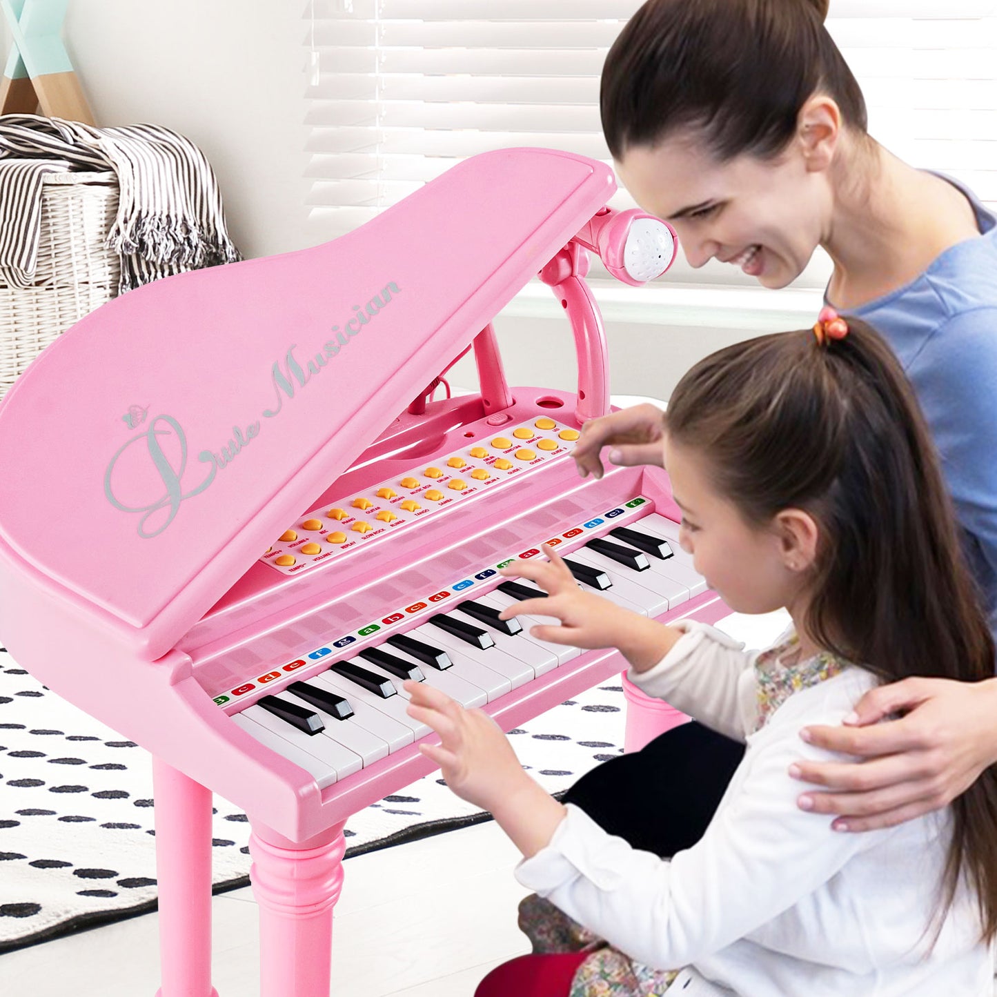 31 Keys Kids Piano Keyboard with Stool and Piano Lid, Pink Pianos & Keyboards at Gallery Canada