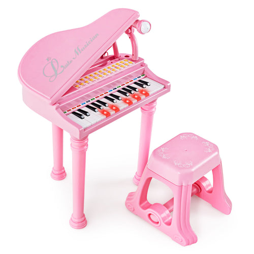 31 Keys Kids Piano Keyboard, With Stool And Lid, Pink