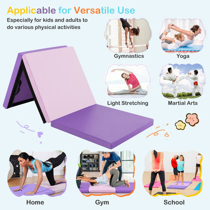 6 x 2 FT Tri-Fold Gym Mat with Handles and Removable Zippered Cover, Pink & Purple Yoga & Gym Mats at Gallery Canada