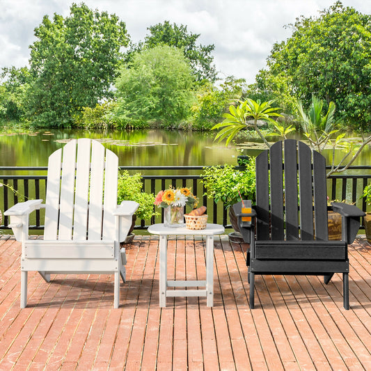 Foldable Weather Resistant Patio Chair, With Cup Holder, Black Adirondack Chairs Black at Gallery Canada