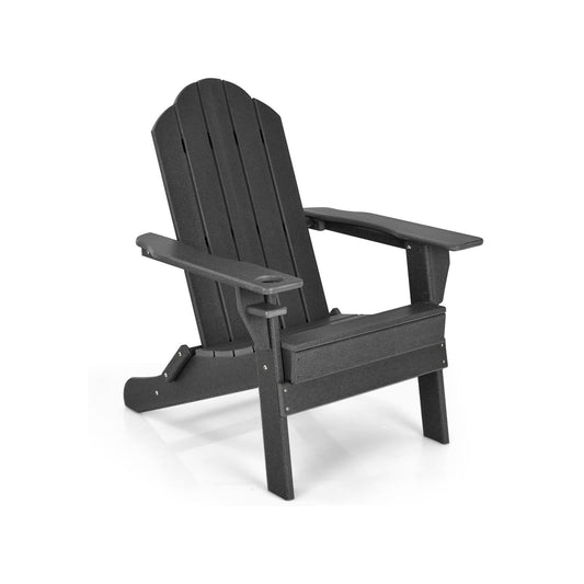 Foldable Weather Resistant Patio Chair with Built-in Cup Holder, Black - Gallery Canada