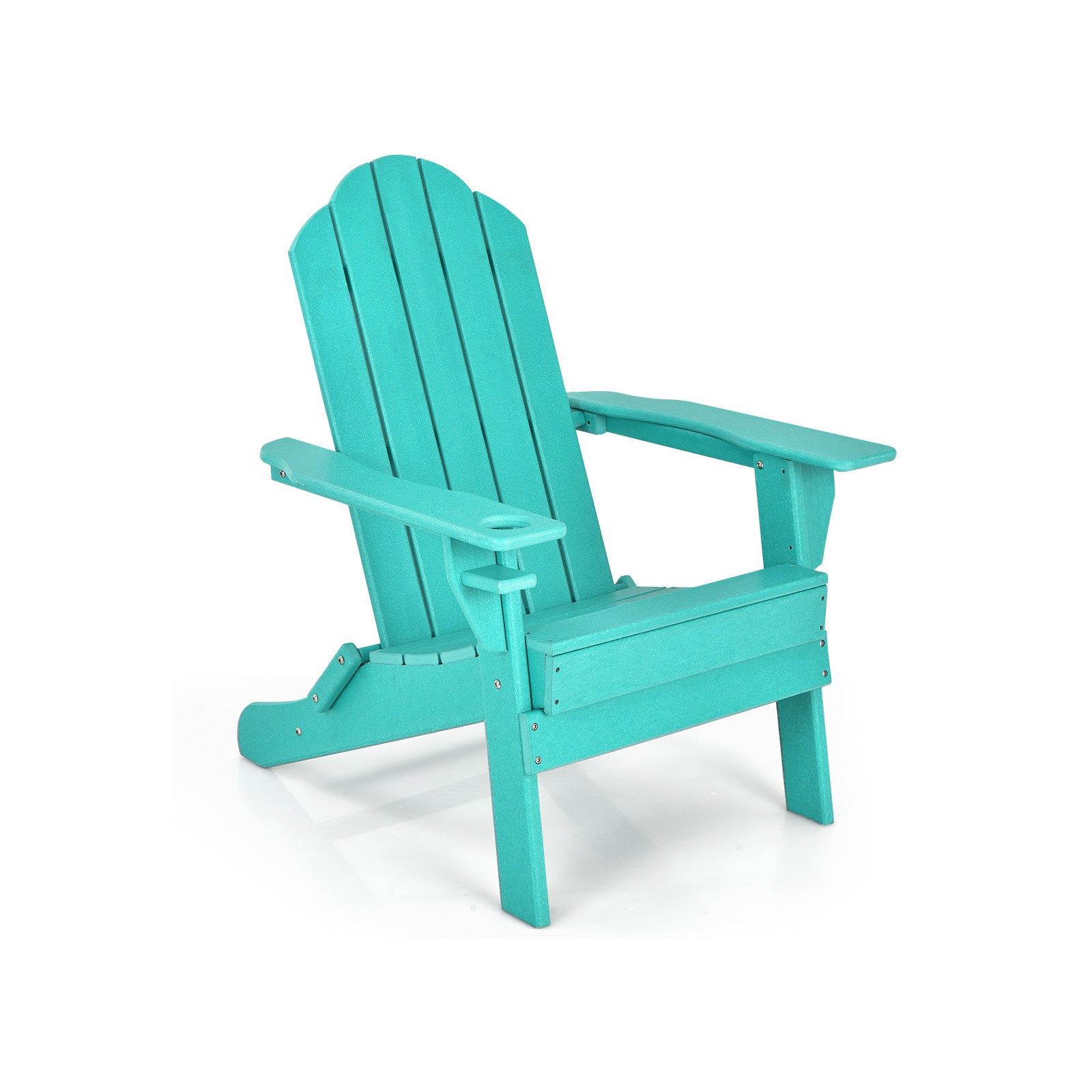 Foldable Weather Resistant Patio Chair With Cup Holder, Turquoise Adirondack Chairs at Gallery Canada