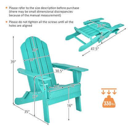 Foldable Weather Resistant Patio Chair With Cup Holder, Turquoise Adirondack Chairs at Gallery Canada