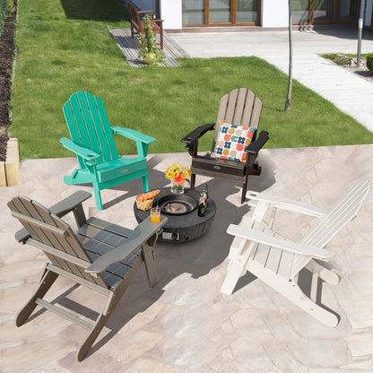 Foldable Weather Resistant Patio Chair With Cup Holder, Turquoise Adirondack Chairs at Gallery Canada