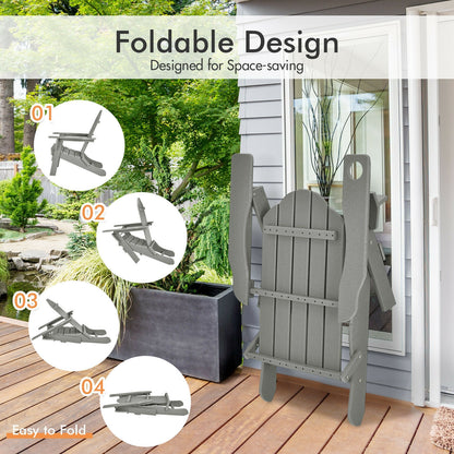 Foldable Weather Resistant Patio Chair with Built-in Cup Holder, Gray Adirondack Chairs at Gallery Canada