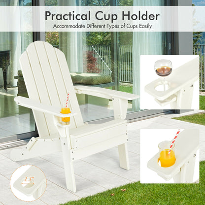 Foldable Weather Resistant Patio Chair with Built-in Cup Holder, White Adirondack Chairs at Gallery Canada