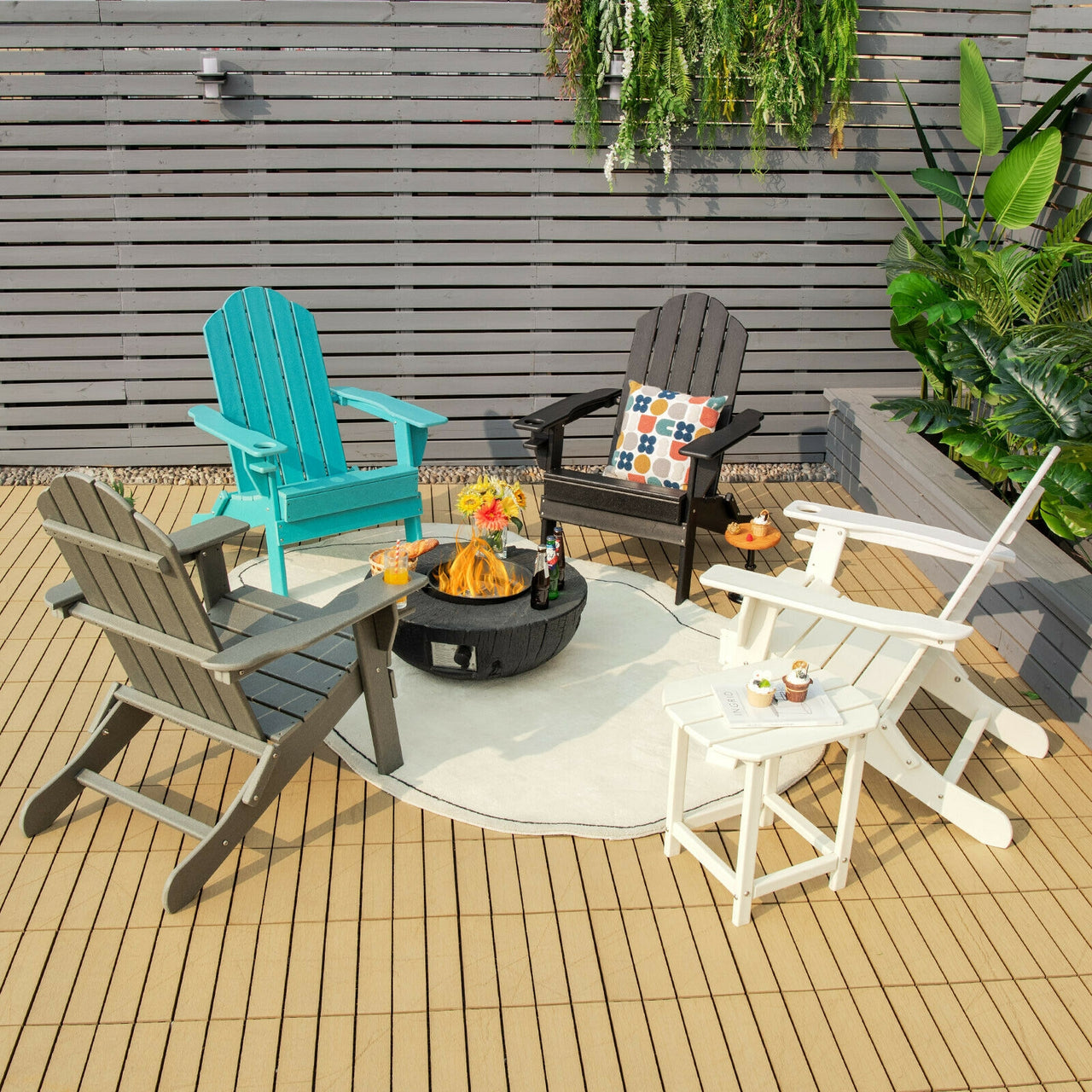 Foldable Weather Resistant Patio Chair with Built-in Cup Holder - Gallery View 7 of 11