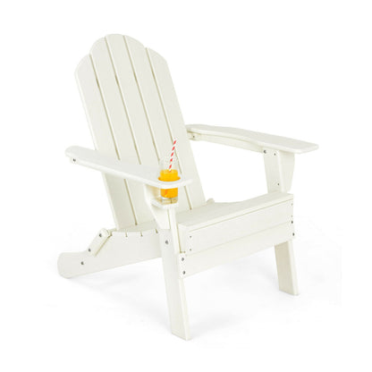 Foldable Weather Resistant Patio Chair with Built-in Cup Holder, White Adirondack Chairs at Gallery Canada