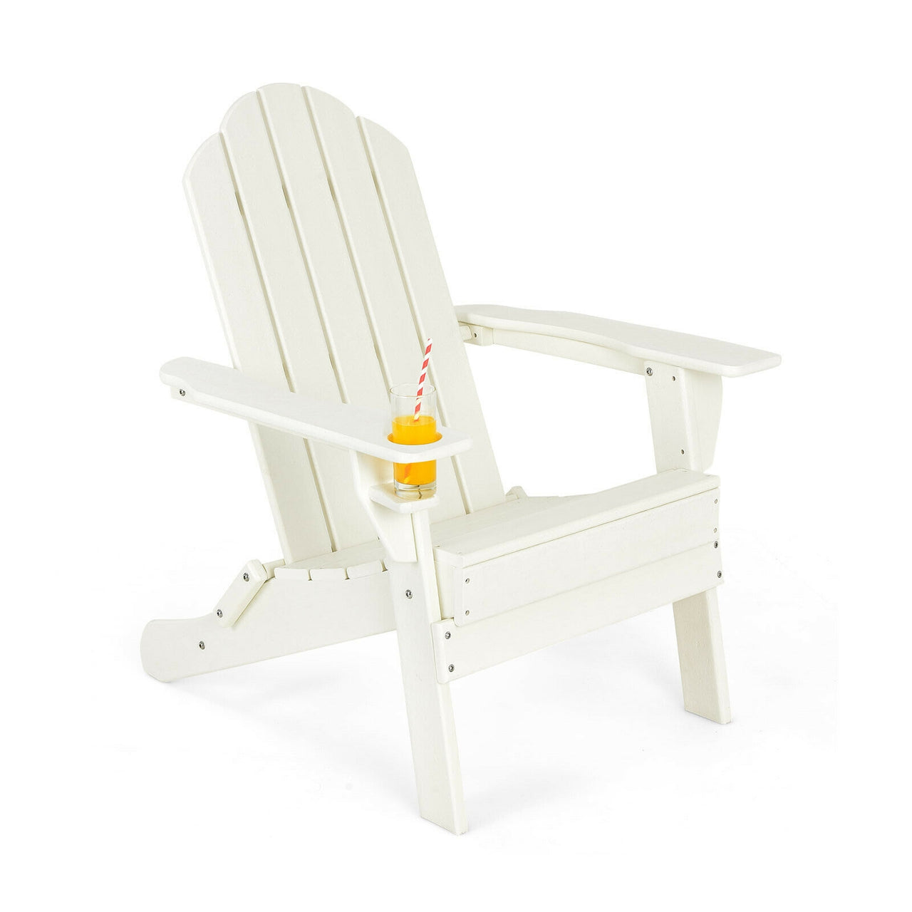 Foldable Weather Resistant Patio Chair with Built-in Cup Holder - Gallery View 8 of 11