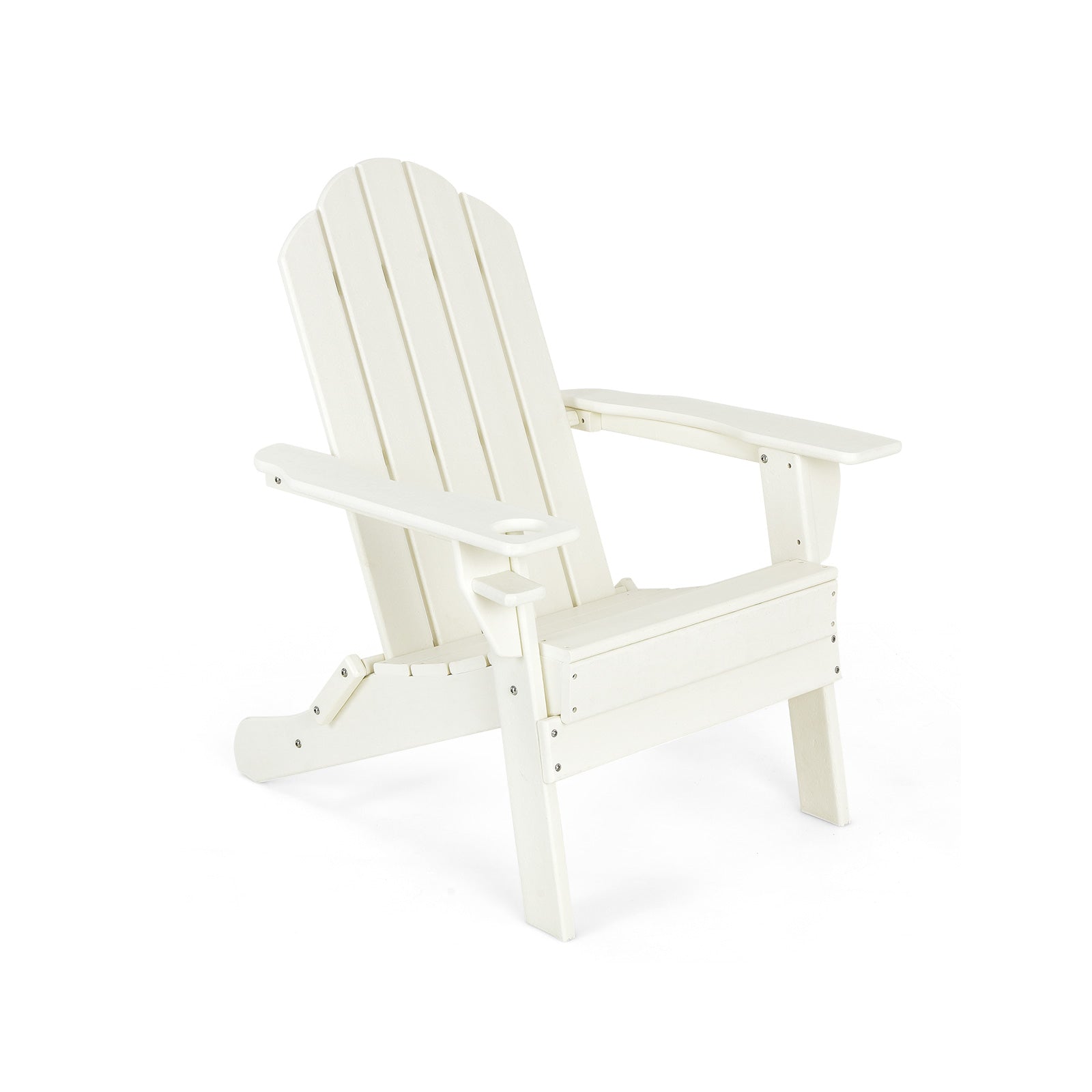 Foldable Weather Resistant Patio Chair with Built-in Cup Holder, White Adirondack Chairs White at Gallery Canada