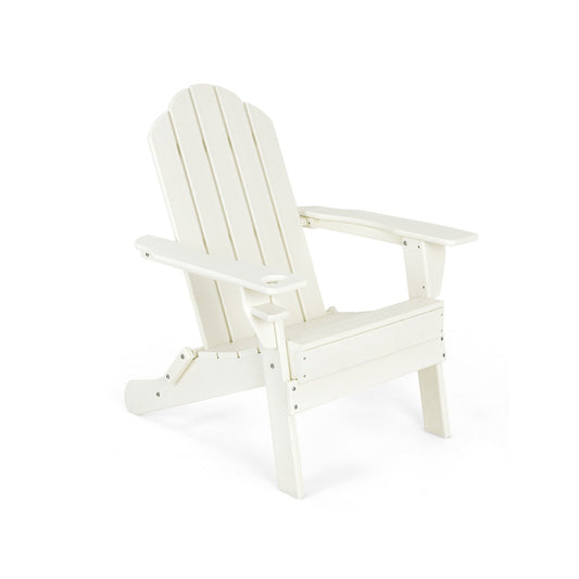 Foldable Weather Resistant Patio Chair with Built-in Cup Holder, White - Gallery Canada
