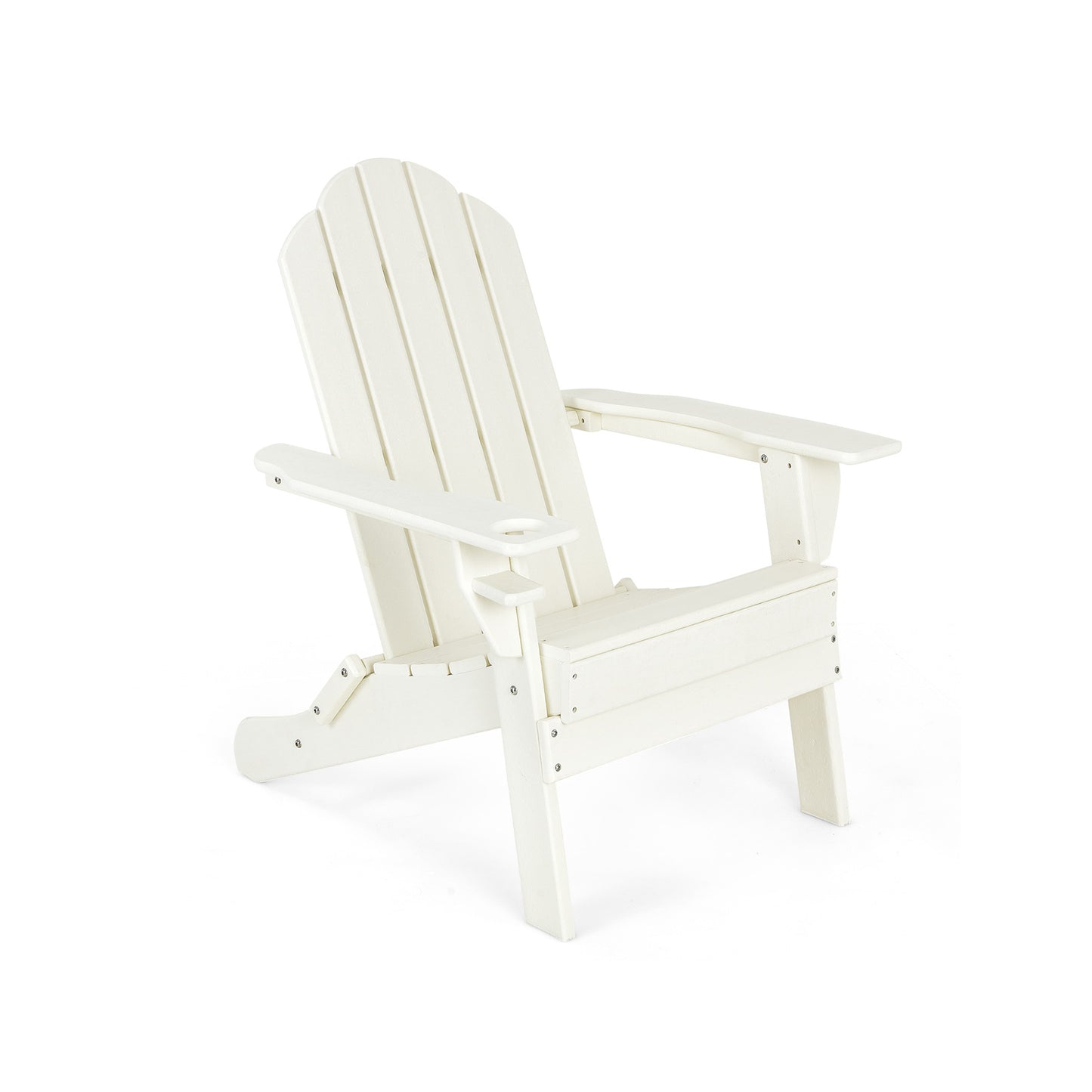 Foldable Weather Resistant Patio Chair with Built-in Cup Holder, White Adirondack Chairs at Gallery Canada