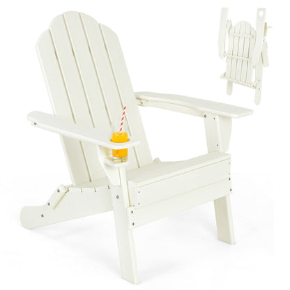 Foldable Weather Resistant Patio Chair with Built-in Cup Holder, White Adirondack Chairs at Gallery Canada