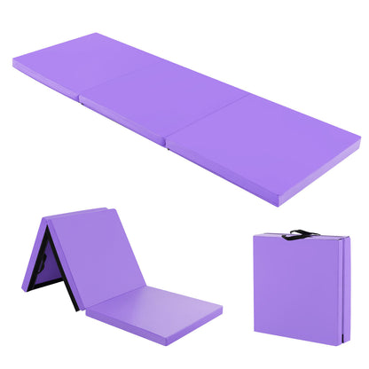 6 x 2 FT Tri-Fold Gym Mat with Handles and Removable Zippered Cover, Purple Yoga & Gym Mats at Gallery Canada