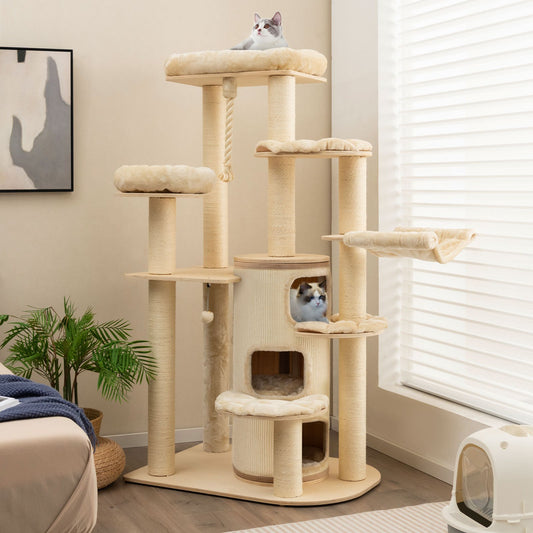Multi-Level Cat Tree with 3-story Cat Condo, Beige - Gallery Canada