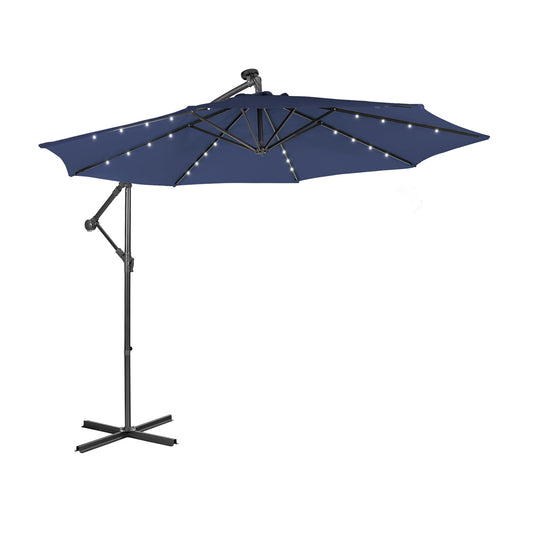 10 Feet Patio Solar Cantilever Umbrella, Tilting System, Navy