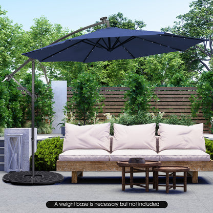 10 Feet Patio Solar Powered Cantilever Umbrella with Tilting System, Navy Outdoor Umbrellas at Gallery Canada