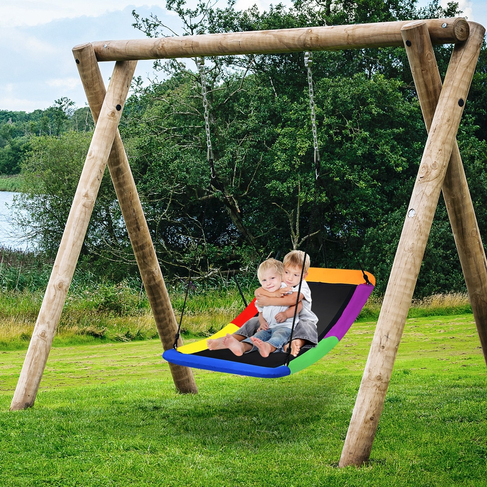 700lb Giant 60 Inch Platform Tree Swing for Kids and Adults, Multicolor - Gallery Canada