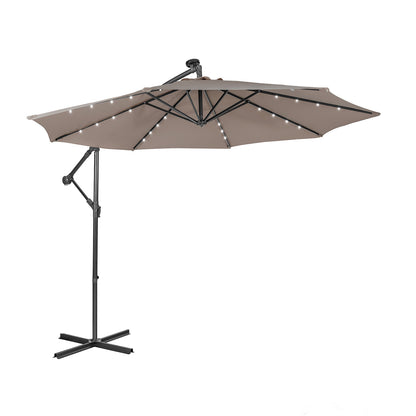 10 Feet Patio Solar Cantilever Umbrella, Tilting System, Brown Outdoor Umbrellas Brown at Gallery Canada