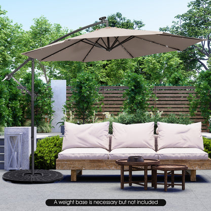 10 Feet Patio Solar Powered Cantilever Umbrella with Tilting System, Brown Outdoor Umbrellas at Gallery Canada